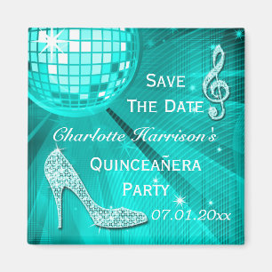 Sparkly Stiletto Heel Quinceañera Save The Date Magnet