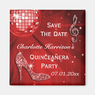 Sparkly Stiletto Heel Quinceañera Save The Date Magnet