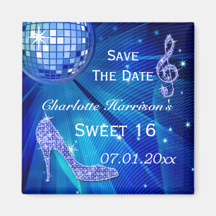 Sparkly Stiletto Heel Sweet 16 Save The Date Magnet