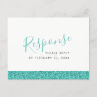 Sparkly Teal Blue RSVP Response POSTCARD