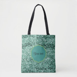 Sparkly Teal Glitter Tote Bag