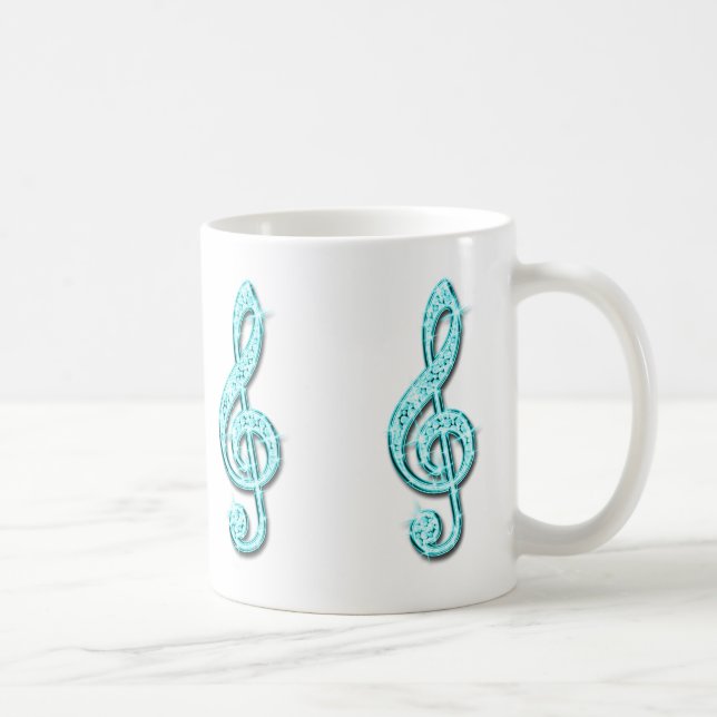 Sparkly Teal Music Note Coffee Mug (Right)