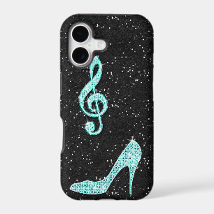 Sparkly Teal Music Note & Stiletto Heel