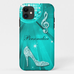 Sparkly Teal Music Note & Stiletto Heel iPhone 11 Case