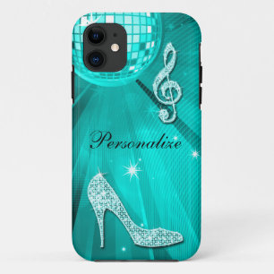 Sparkly Teal Music Note & Stiletto Heel iPhone 11 Case