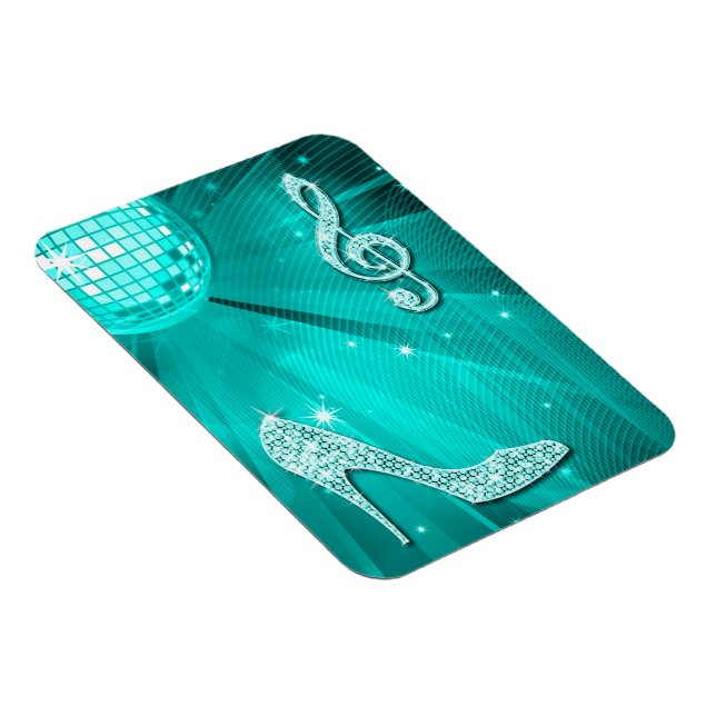 Sparkly Teal Music Note & Stiletto Heel Magnet (Right Side)