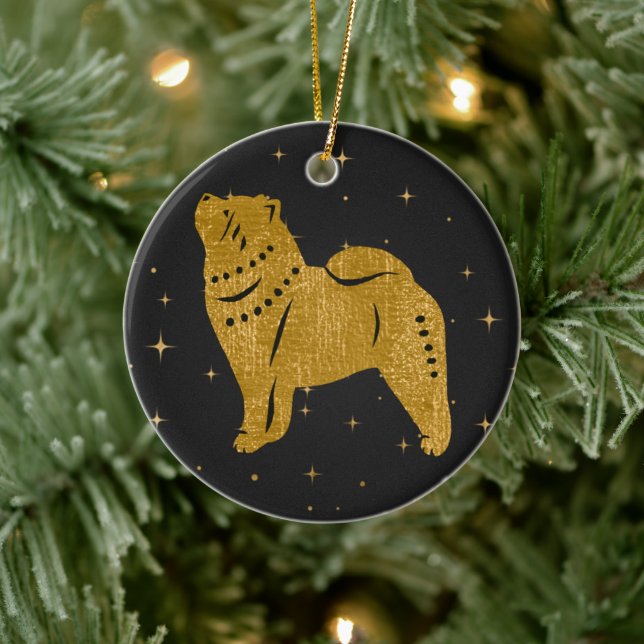 SPARKLY THANG - SMOOTH Chow faux metallic ornament (Tree)