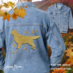 SPARKLY THANGG Golden Retriever faux metallic Denim Jacket