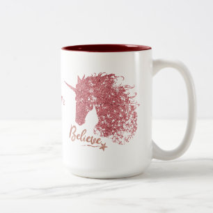 Sparkly Unicorn-Believe (Rose Gold) Two-Tone Coffee Mug