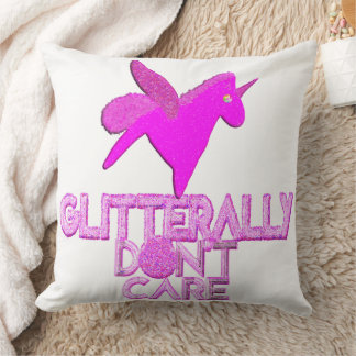 Sparkly unicorn glitter pegasus don't care cushion