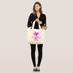 Sparkly unicorn glitter pegasus don't care large tote bag