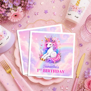 Sparkly Unicorn Magical Day Girl Birthday Napkins