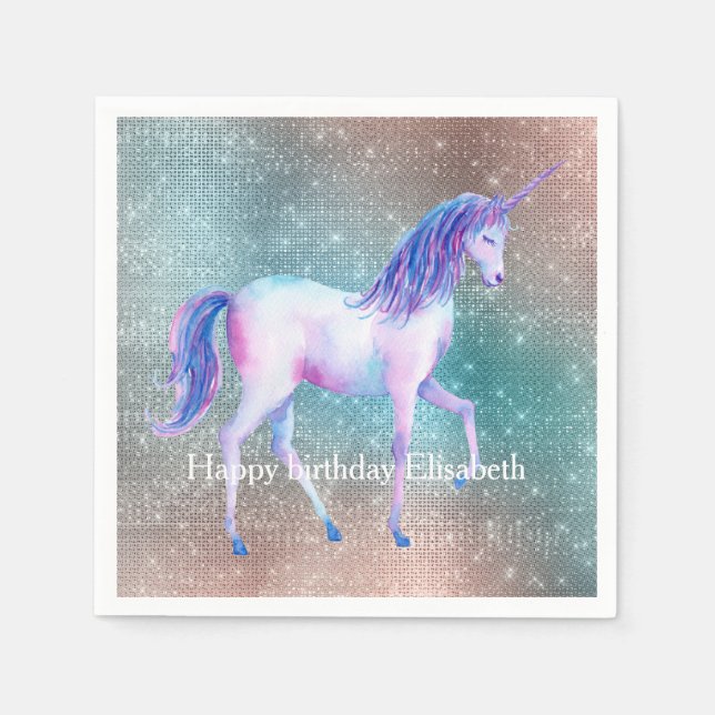 Sparkly Unicorn Napkin (Front)