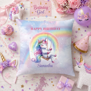 Sparkly Unicorn Pastel Colours Girl Birthday Pillo Cushion
