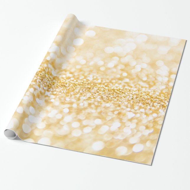 Sparkly White And Gold Glitter Wrapping Paper (Unrolled)