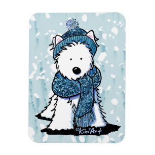 Sparkly Winter Westie Flexi Magnet