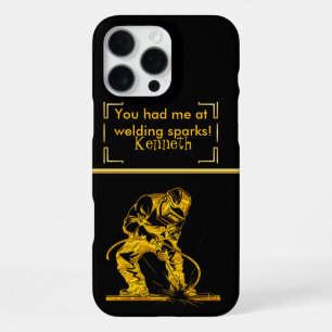 Sparks Flying in Golden Precision iPhone 16 Pro Max Case