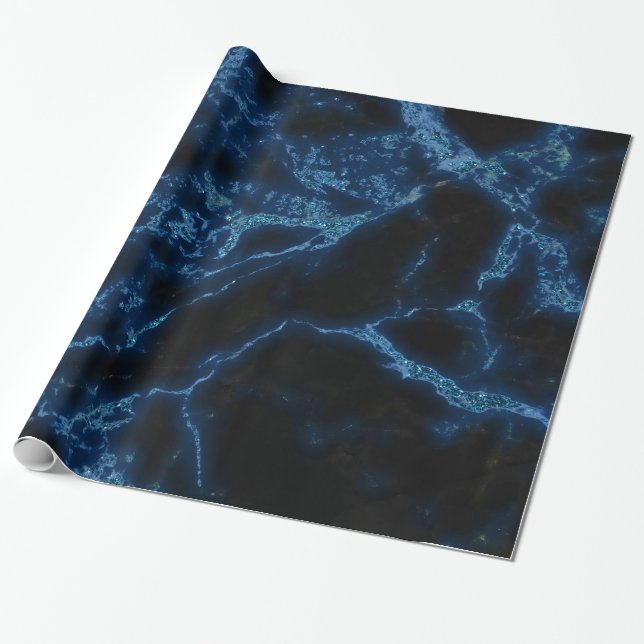 Sparks White And Blue Glitter Wrapping Paper (Unrolled)