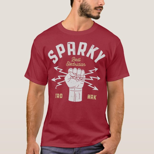 Sparky Electrician Funny Lineman Dad Retro Gifts T-Shirt (Front)