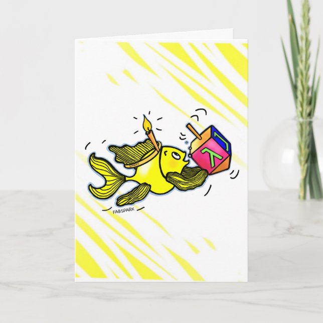 Sparky Hanuka Fish - Comic Cure Drawing Gift Holiday Card (Front)