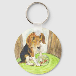 Sparky in the fishbowl key ring