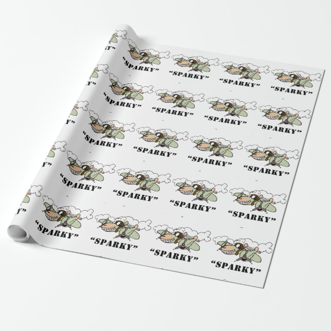 "Sparky" the P-38 Lightning Wrapping Paper (Unrolled)