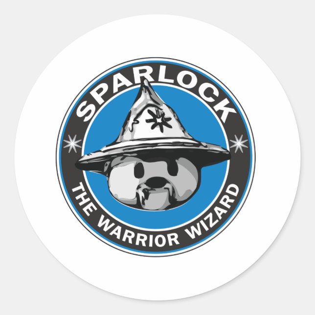 Sparlock the Warrior Wizard Classic Round Sticker (Front)