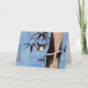 Sparrow and Bamboo, Ando Hiroshige Card