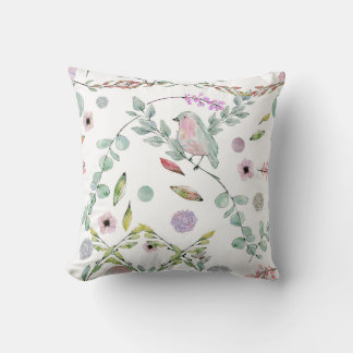 Sparrow and Leaf Desing for Throw pillow