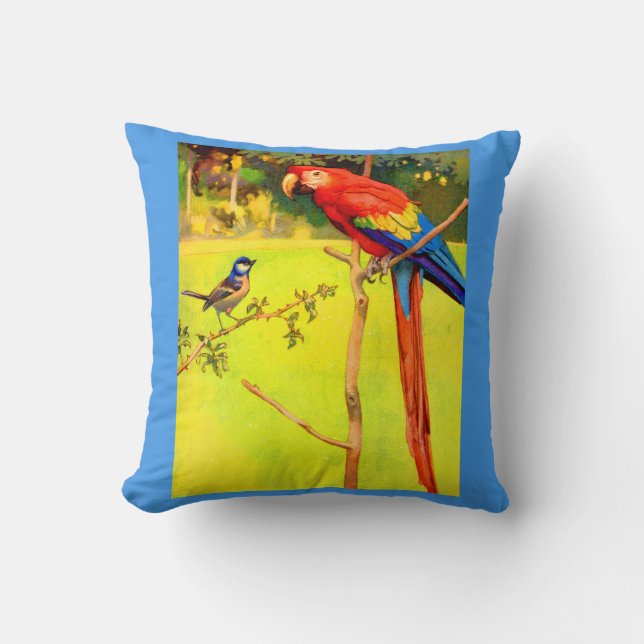 sparrow and parrot print cushion (Front)