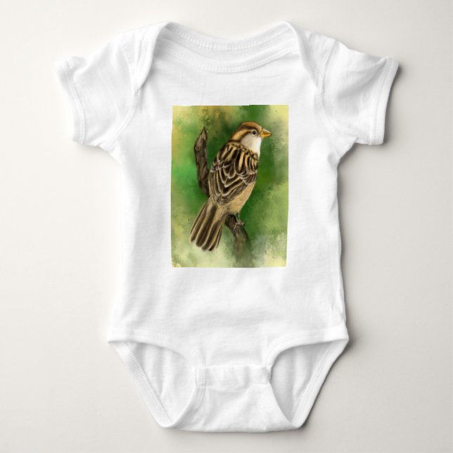 Sparrow Baby Bodysuit Beautiful Liuttle Bird (Front)