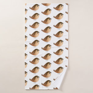 Sparrow Bird Cartoon Bath Towel