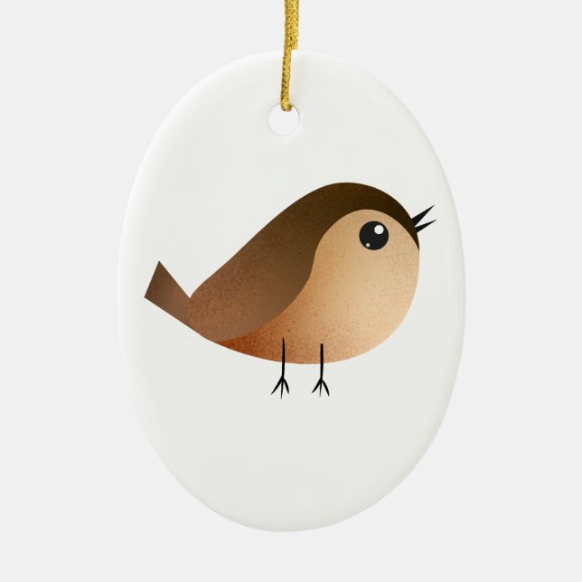 Sparrow Bird Cartoon  Ceramic Ornament (Front)