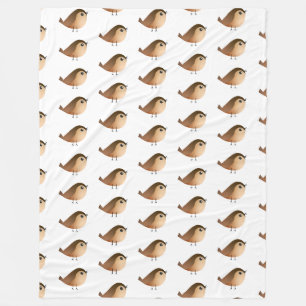Sparrow Bird Cartoon Fleece Blanket