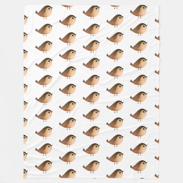 Sparrow Bird Cartoon  Fleece Blanket (Front)
