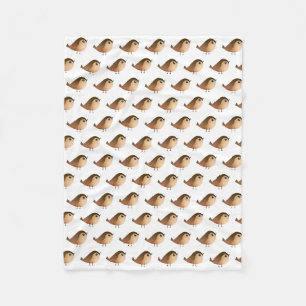 Sparrow Bird Cartoon Fleece Blanket