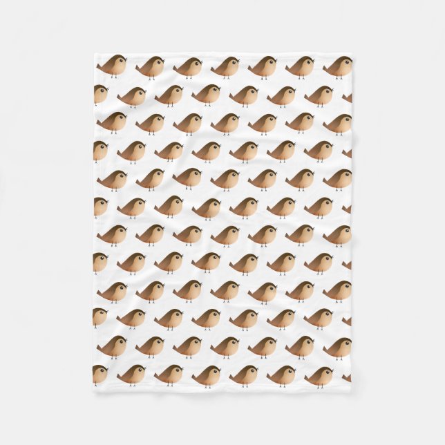 Sparrow Bird Cartoon Fleece Blanket (Front)