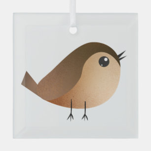 Sparrow Bird Cartoon   Glass Tree Decoration