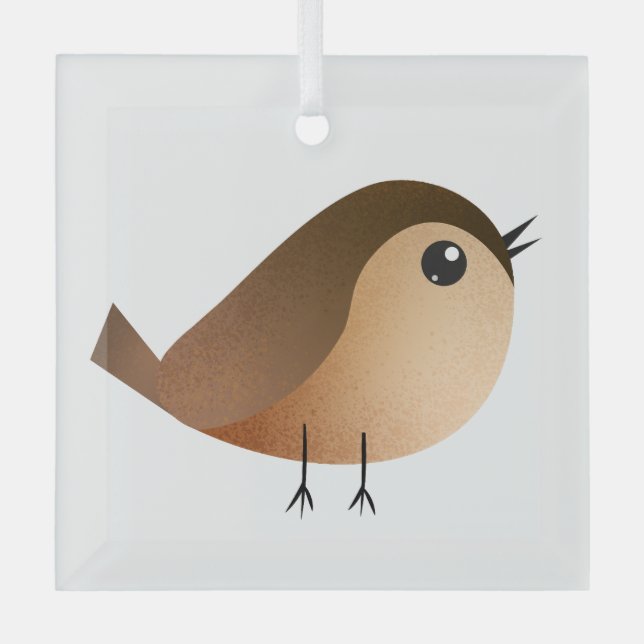 Sparrow Bird Cartoon   Glass Tree Decoration (Front)