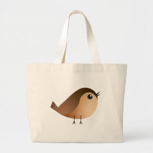 Sparrow Bird Cartoon Large Tote Bag