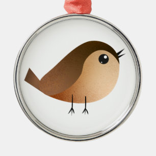 Sparrow Bird Cartoon  Metal Ornament