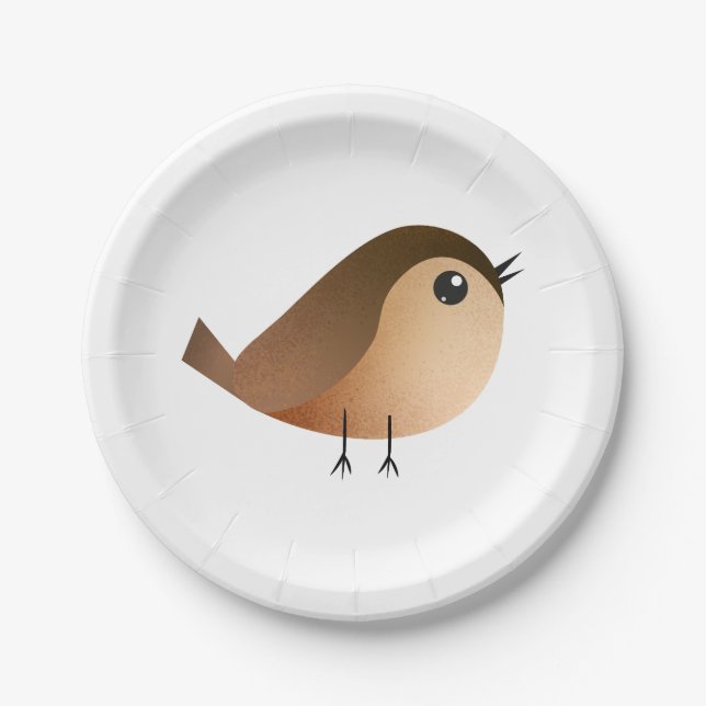 Sparrow Bird Cartoon  Paper Plate (Front)