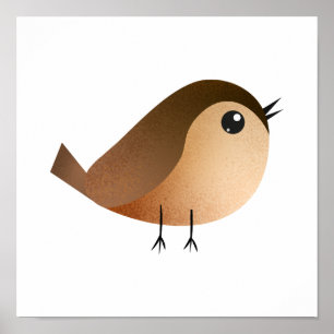 Sparrow Bird Cartoon Poster
