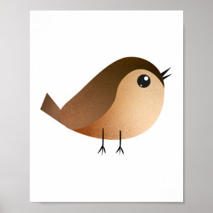 Sparrow Bird Cartoon  Poster