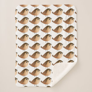 Sparrow Bird Cartoon   Sherpa Blanket