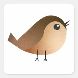 Sparrow Bird Cartoon Square Sticker