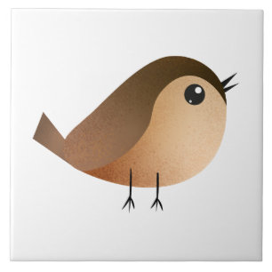 Sparrow Bird Cartoon T-Shirt Ceramic Tile