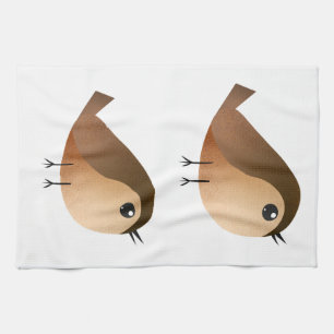 Sparrow Bird Cartoon  Tea Towel