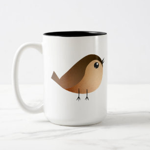 Sparrow Bird Cartoon  Two-Tone Coffee Mug