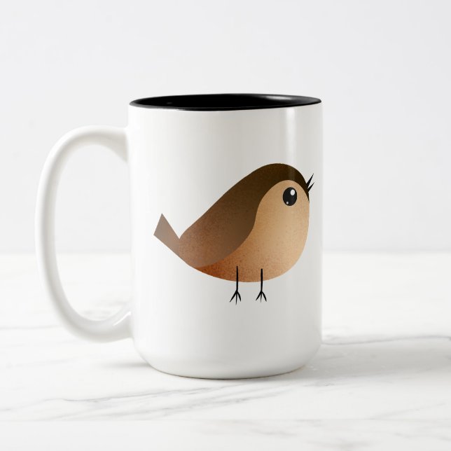Sparrow Bird Cartoon  Two-Tone Coffee Mug (Left)